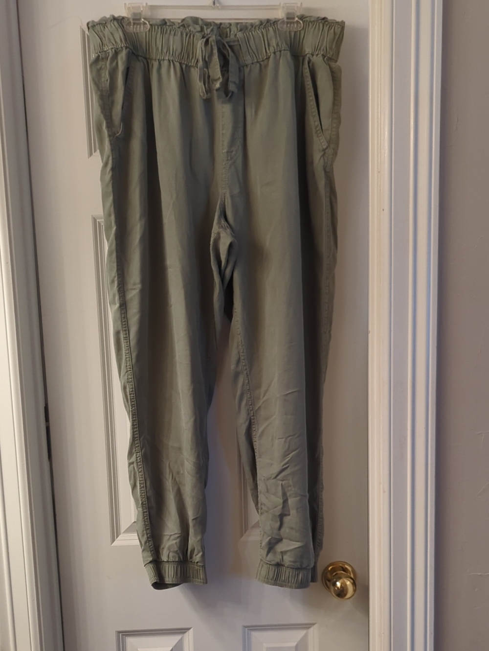 SO Olive Drawstring High Waist Jogger Pants